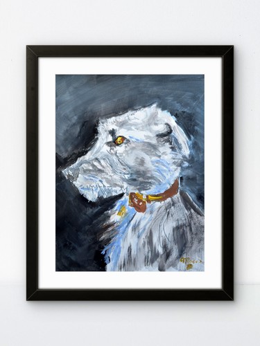 Bedlington whippet painting - bedlington,
