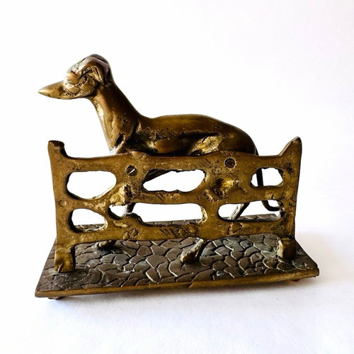 Solid brass greyhound dog - brass,