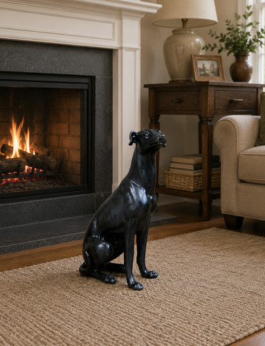 Large black greyhound dog - large,