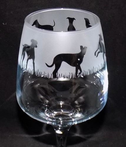 New whippet hand etched - 'whippet',