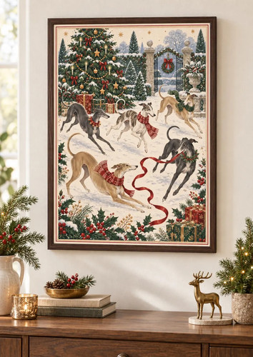 Greyhound christmas print - greyhound,