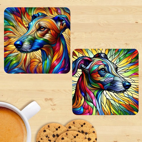 Whippet dog stained glass - dog,