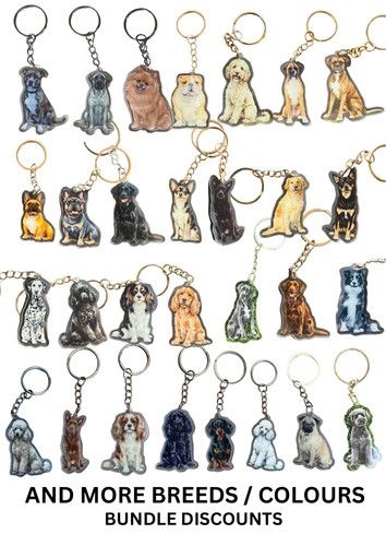Dog breed art keyrings - dog,