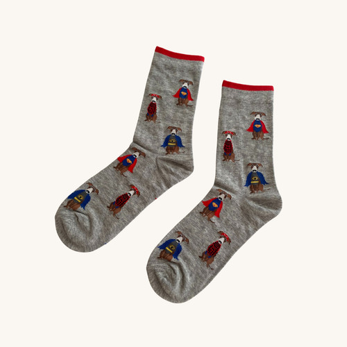 Whippet superhero socks grey - whippet,