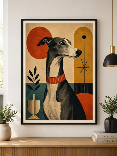 Greyhound print retro wall - retro,