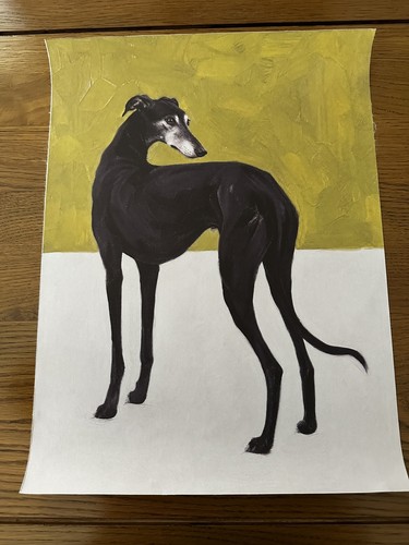 Black whippet greyhound canvas - whippet,