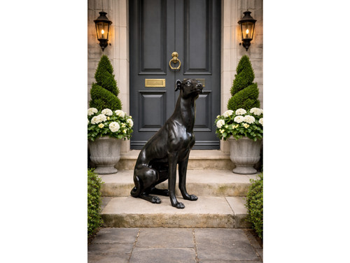 Sitting whippet dog sculpture - sitting,