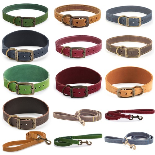 Leather dog collars - leather, ancol
